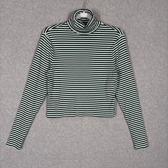 Levi's Tops - Levis Top Womens Large Green Black Striped Turtleneck Crop Shirt‎ Everyday Soft